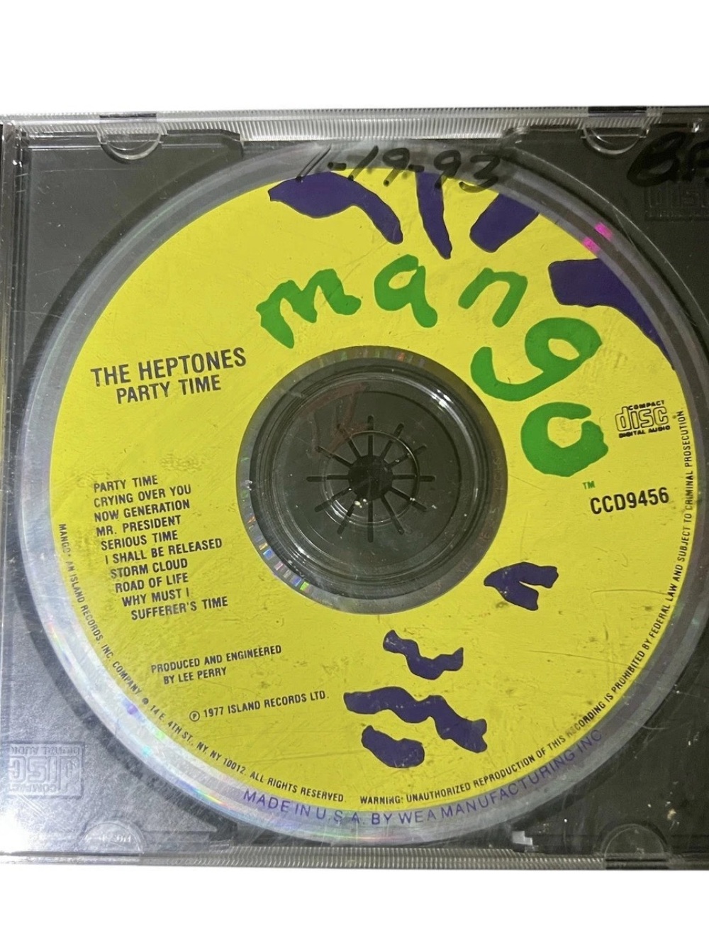 The Heptones "Party Time" CD - Yellow & Green Mango Disc
